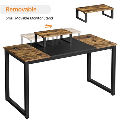 55-inch Large Computer Desk with Movable Monitor Stand