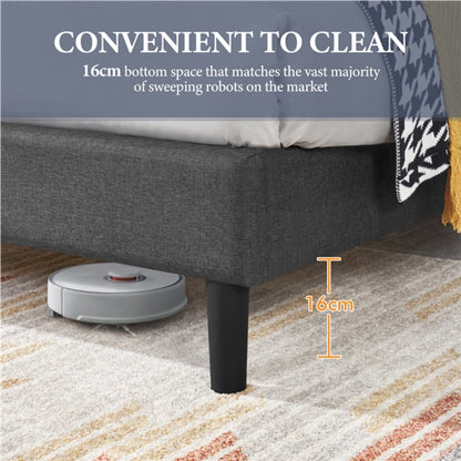 Fabric Upholstered Bed Frame Queen Size