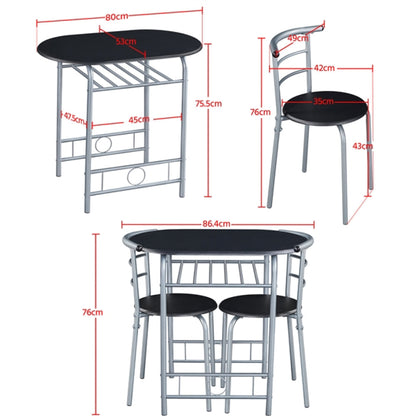 Modern Round Dining Table Set for 2 Dining Chairs