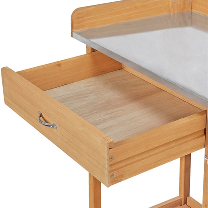 Outdoor Garden Potting Bench Table Work Bench Metal Tabletop