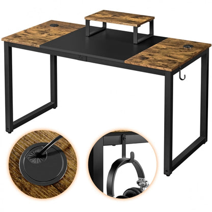 55-inch Large Computer Desk with Movable Monitor Stand