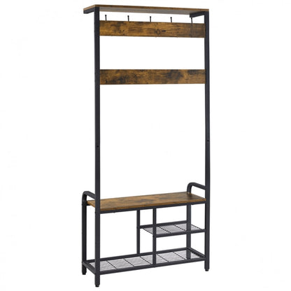72” H Multifunctional Hall Tree with Bench &amp; Shoe Storage