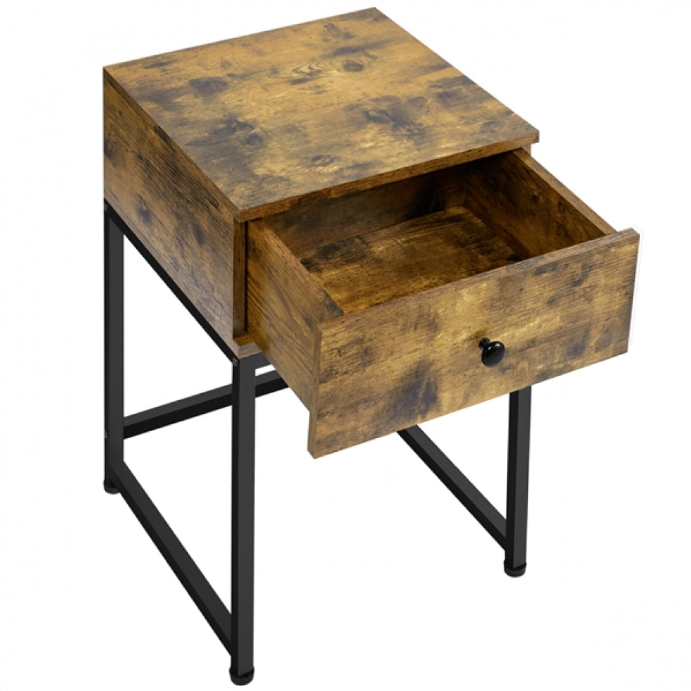 Industrial 1-Drawer Side Table Nightstand
