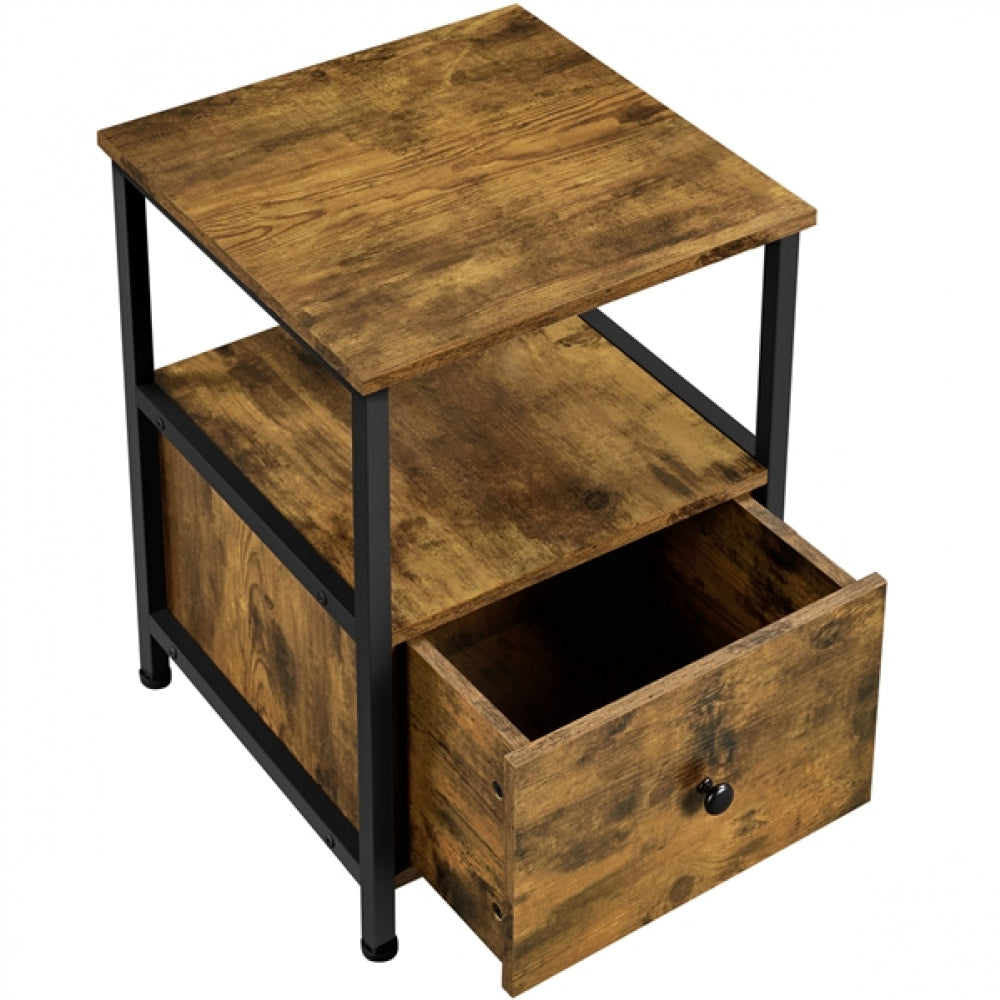 Side Table with Drawer Open Shelf