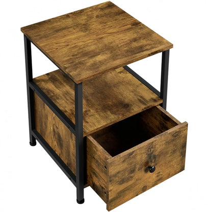 Side Table with Drawer Open Shelf