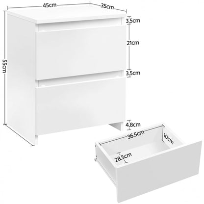 Minimalist Chic 2-Drawer Side Table Storage Organizer Cabinet