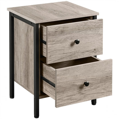 Metal-Framed Side Table with 2 Drawers