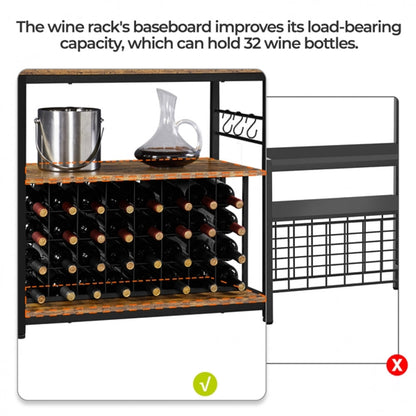 Freestanding Wine Rack with Glass Holder and Wine Storage