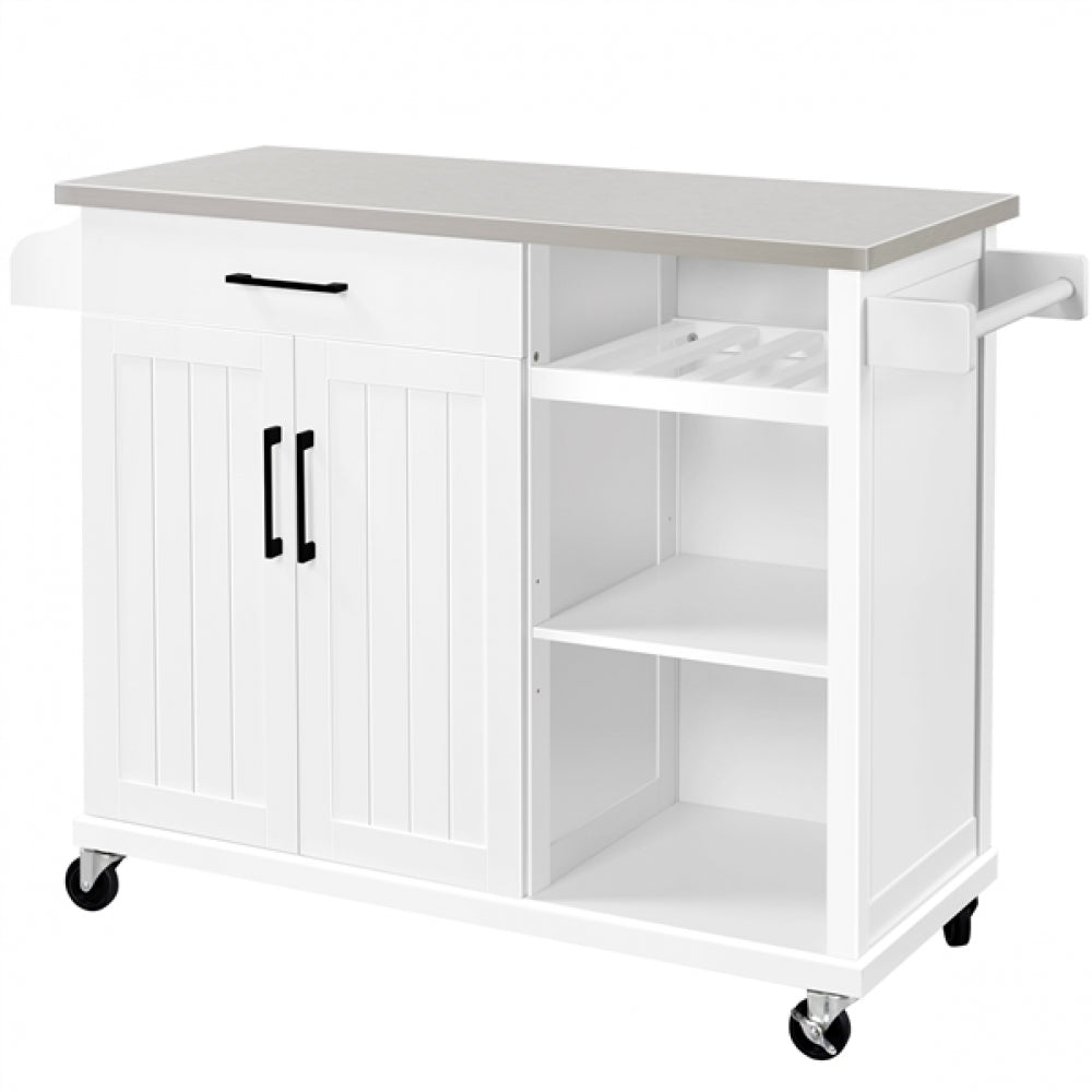 Kitchen Island Cart with Stainless Steel Top & Storage