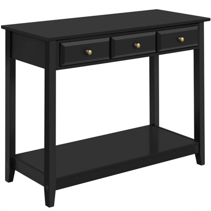 3-Drawer Console Table with Storage Shelf