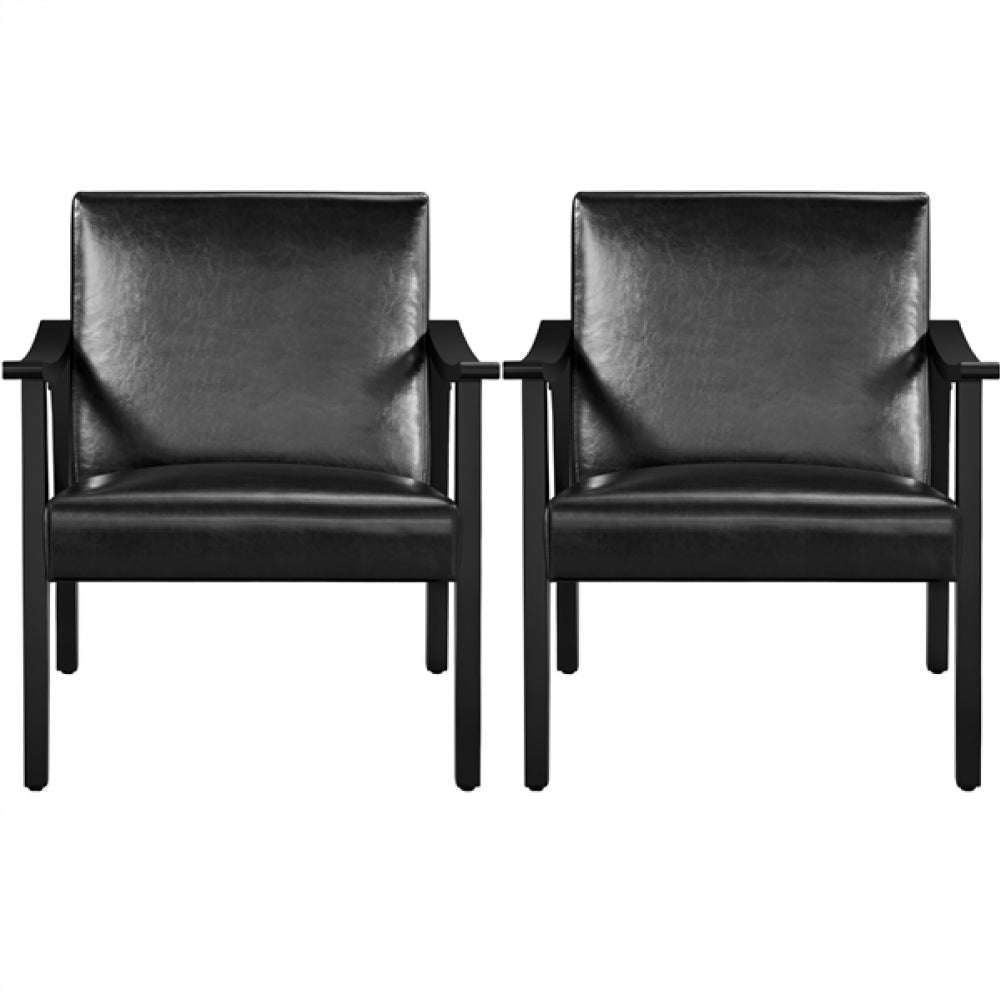 Mid-Century Modern Faux Leather Armchair