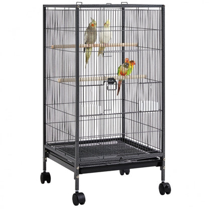 40-Inch H Wrought Iron Bird Cage with Rolling Stand