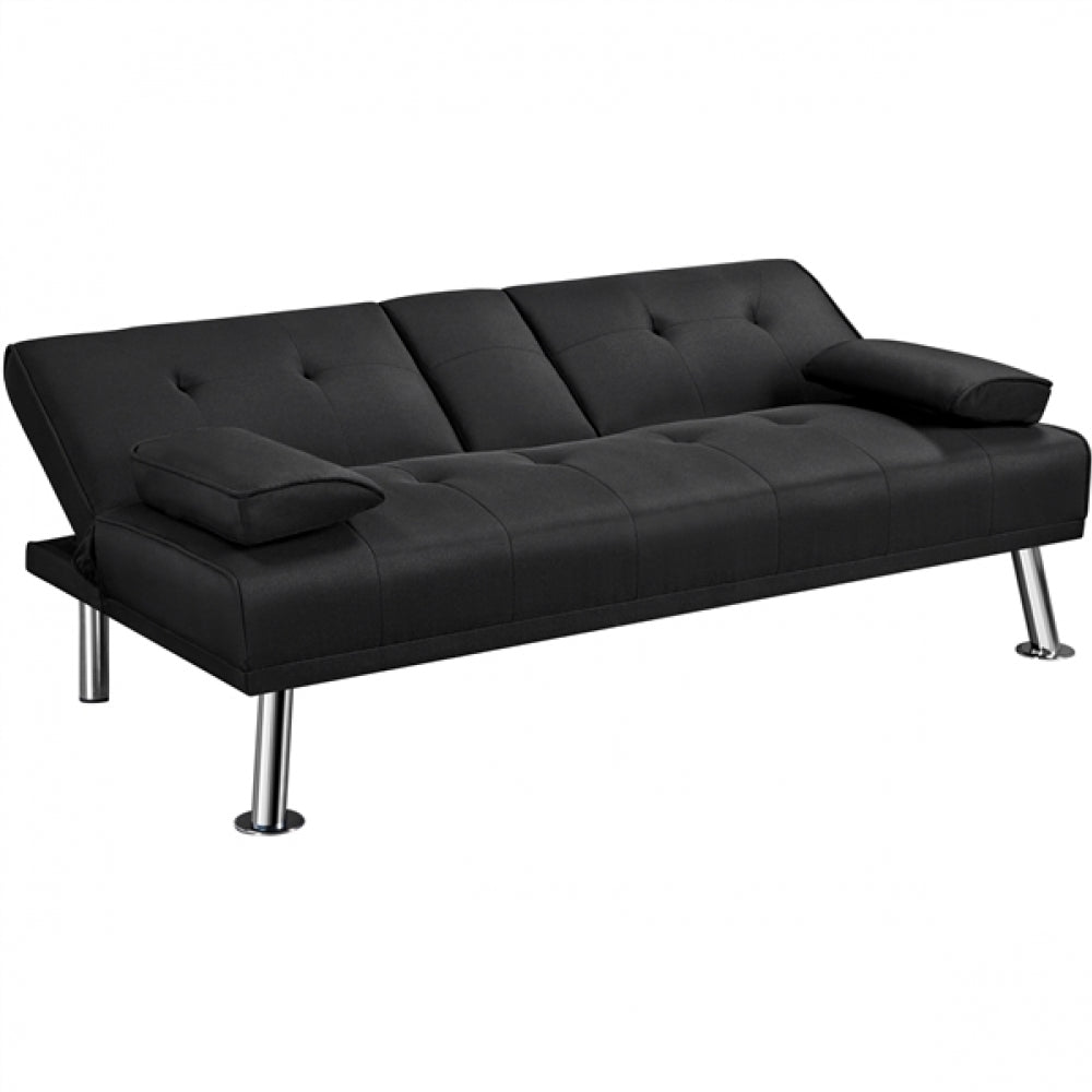 Fabric Upholstered Convertible Futon Sofa Bed