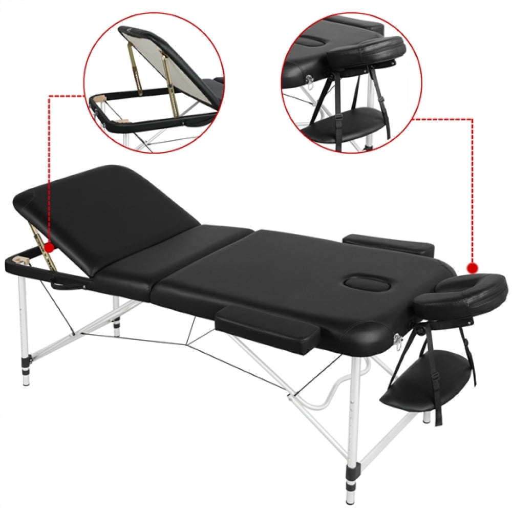 Adjustable 3 Fold Massage Bed Aluminum Alloy Massage Couch