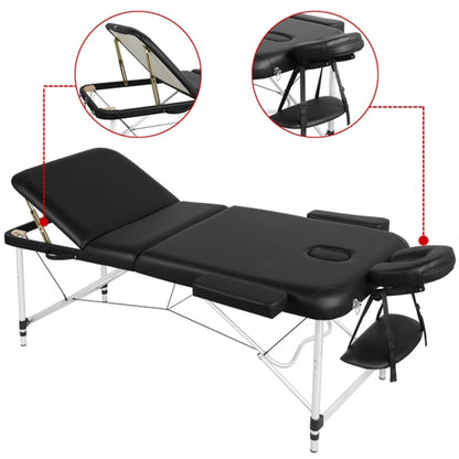 Adjustable 3 Fold Massage Bed Aluminum Alloy Massage Couch