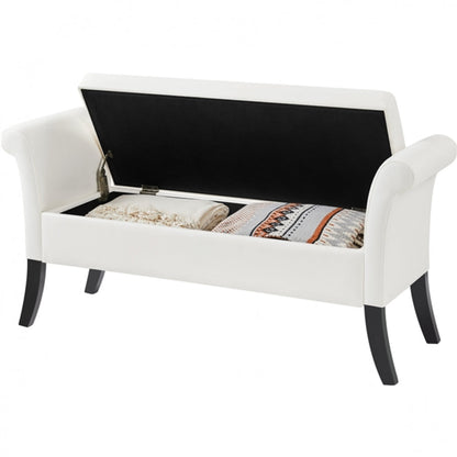 Faux Leather Accent Upholstered Multifunctional Vintage Storage Bench