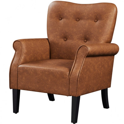Mid-century Modern Faux Leather Accent Chair Armchair