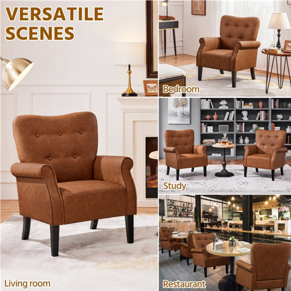 Mid-century Modern Faux Leather Accent Chair Armchair