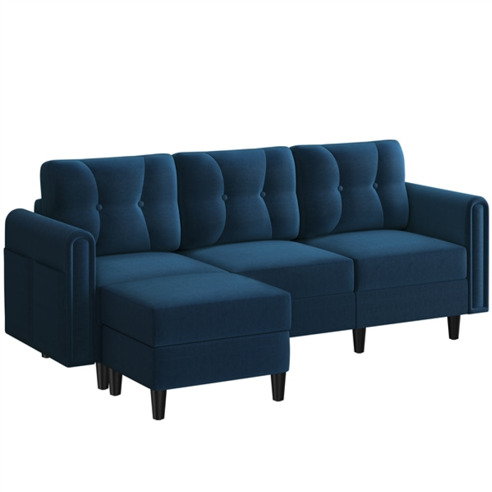 Velvet Upholstered Corner Sofa