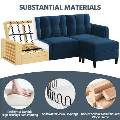 Velvet Upholstered Corner Sofa