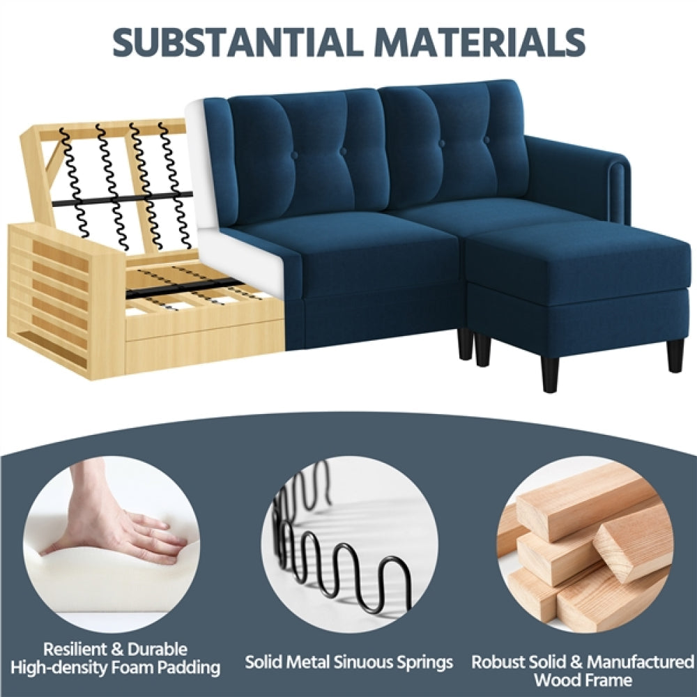 Velvet Upholstered Corner Sofa