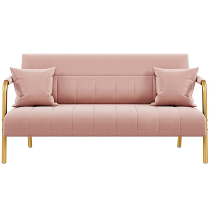 Upholstered Sofa Couch with Gold-tone Metal Arms and Legs