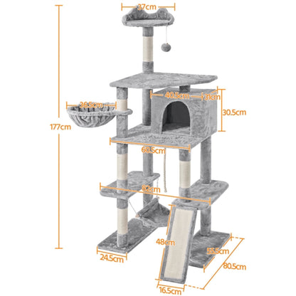 70″ Tall Multilevel Cat Tree Large Cat Tower with Condo & Perch & Basket