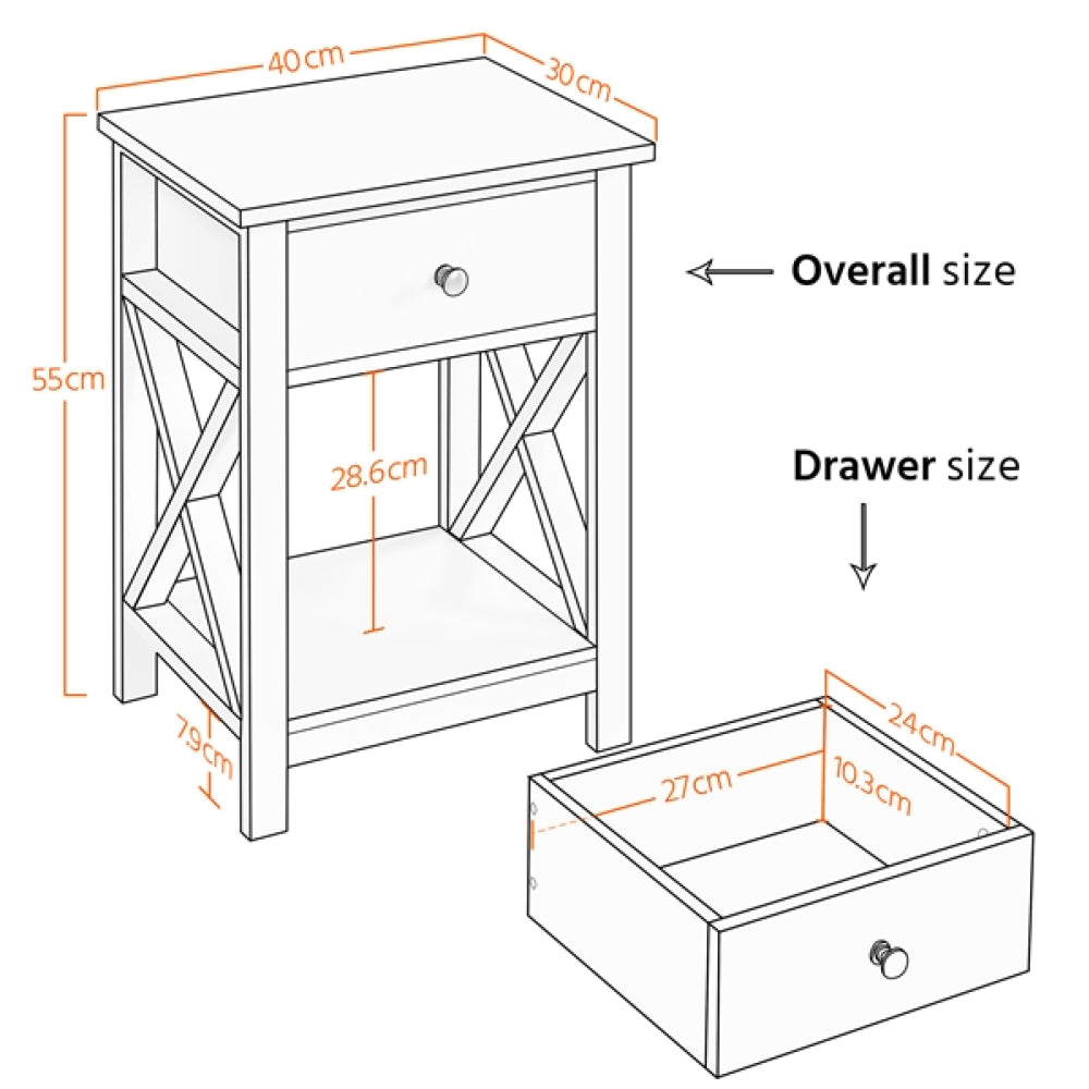 Set of 2 X Frame Side Table