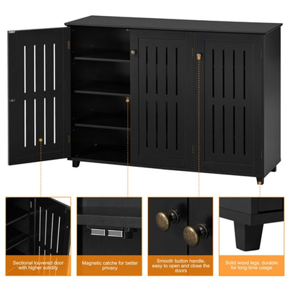 Louvered Door 4 Tier Shoe Storage Cabinet