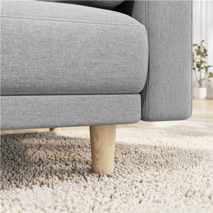 Button-tufted Fabric 3-Seater Sofa Bed W/ 2 Bolster Pillows