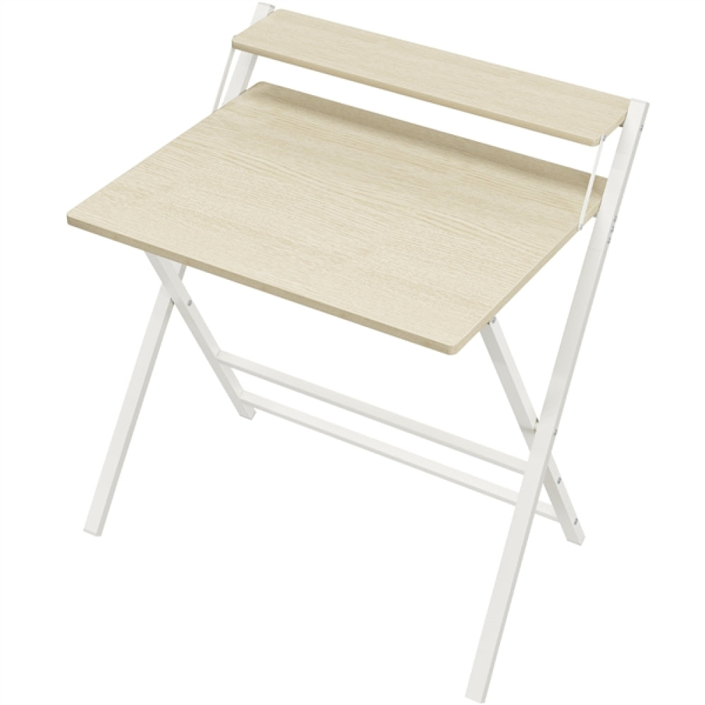 2-Tier Foldable Computer Desk w/ Monitor Shelf