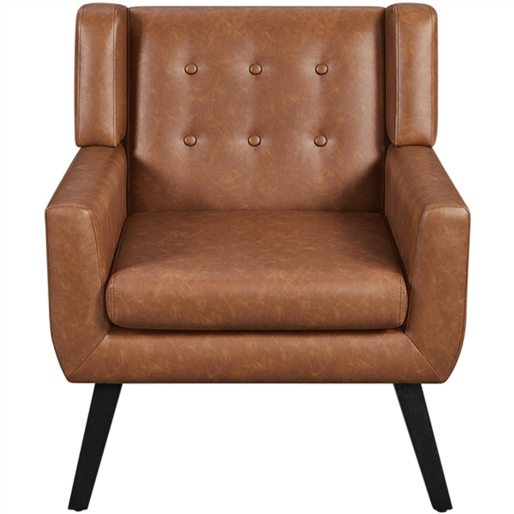 Button Tufted Armchair with Solid Wood Legs