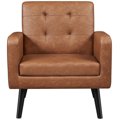 Mid Century Modern Faux Leather Arm Chair