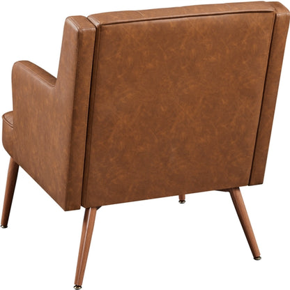 Button-Tufted PU Leather Accent Armchair