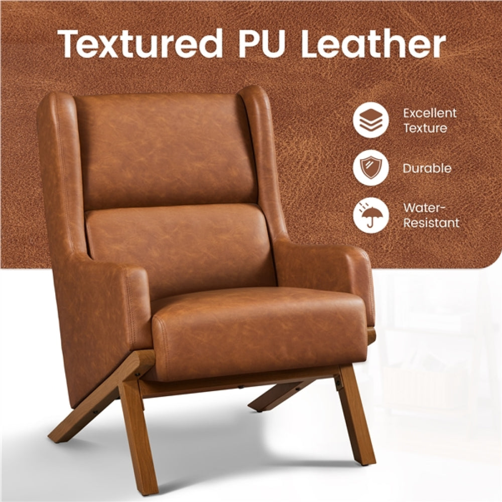 High Back PU Leather Accent Armchair