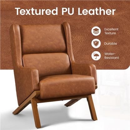 High Back PU Leather Accent Armchair