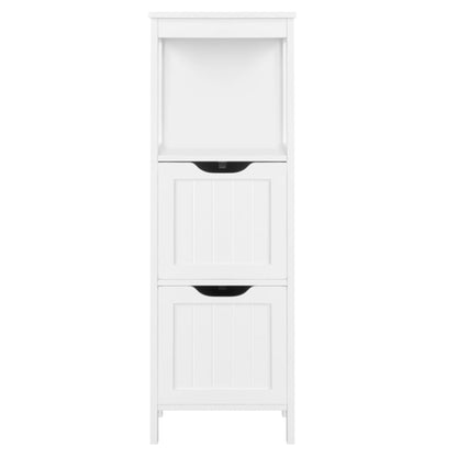 White Bathroom Cabinet 2 Hideaway Drawers 1 Shelf