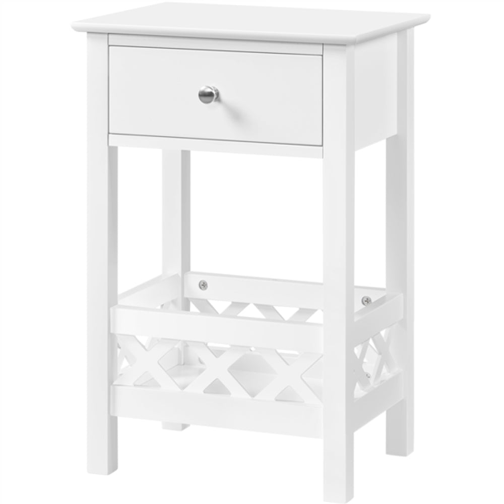 Farmhouse Bedside Table with 1 Drawer 1 Shelf with Fence