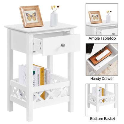 Farmhouse Bedside Table with 1 Drawer 1 Shelf with Fence