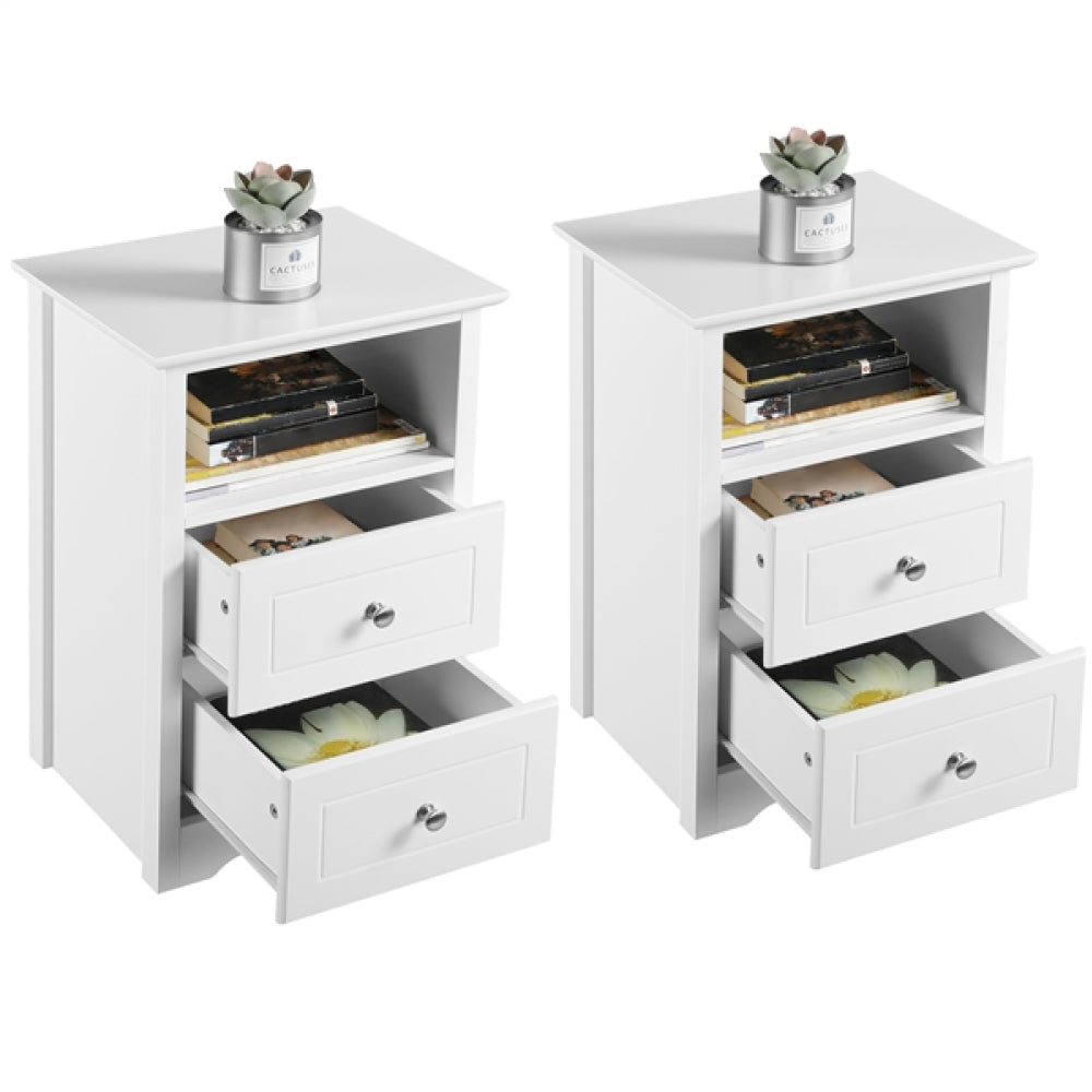 Set of 2 Side Tables Nightstands Side Tables