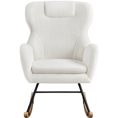 Boucle Upholstered Armchair Rocking Chair