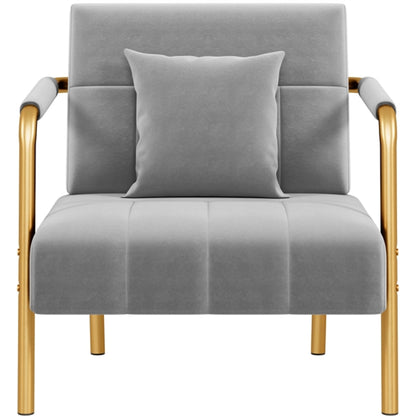Velvet Upholstered Sofa Couch + Accent Armchair Lounge Chair