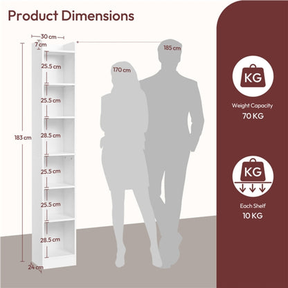 7-layer Narrow Open Shelf Bookshelf