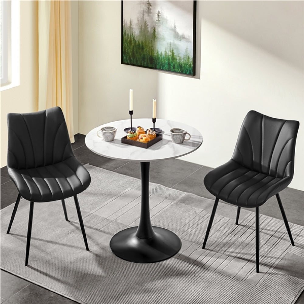 Set of 4 Modern Faux Leather Upholstered Dining Chairs with Metal Legs