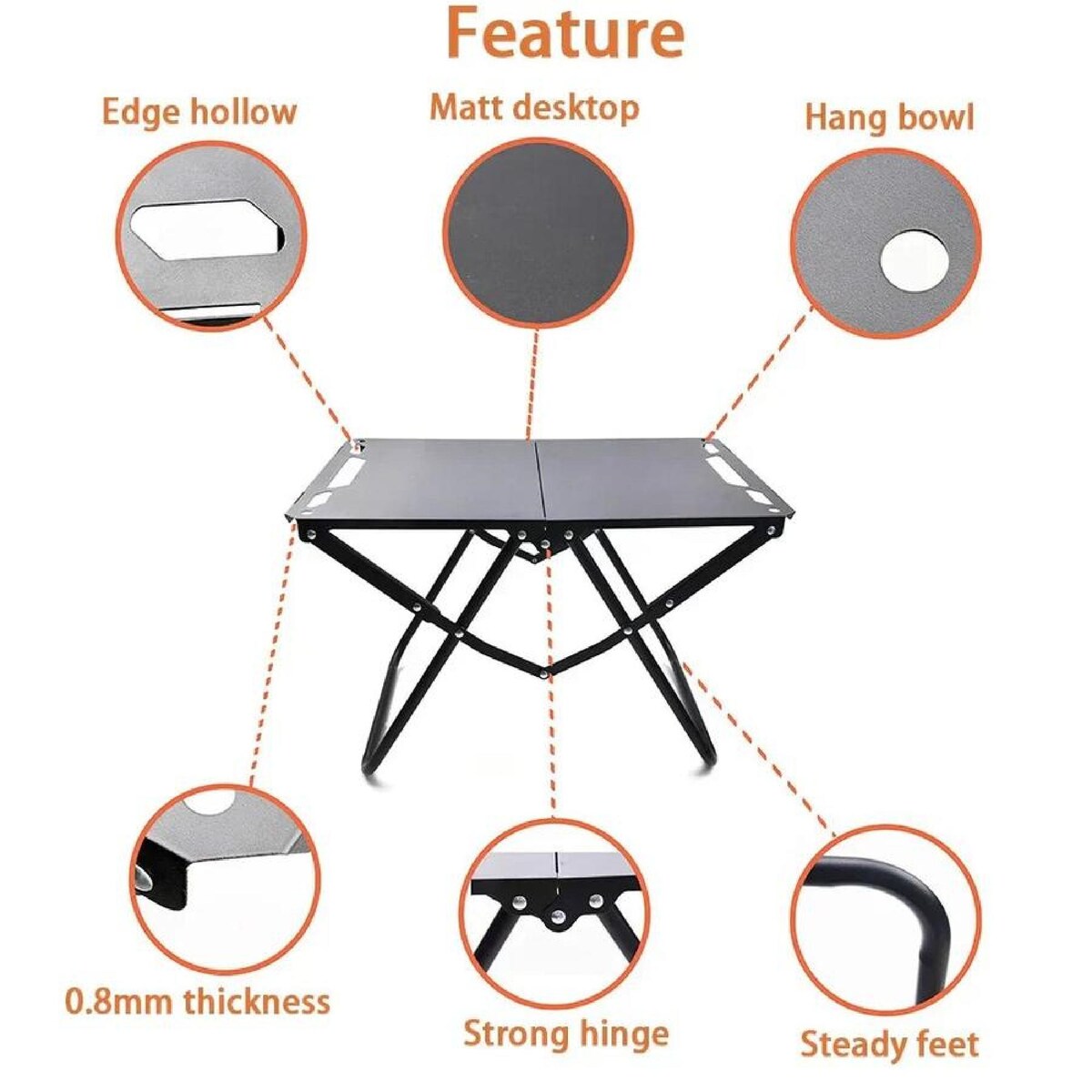 ECOTREK Modular Folding Camping Table – 58cm Portable Outdoor Table ZF10311