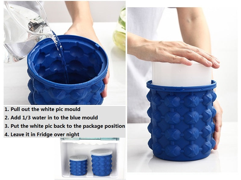Small Ice Cube Maker Genie Silicone Wine Ice Bucket Big Ice Cube Tray Mold Cup
