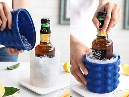 Large Ice Cube Maker Genie Silicone Wine Ice Bucket Big Ice Cube Tray Mold Cup