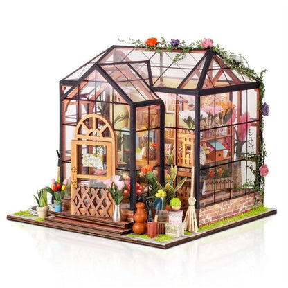 DIY Miniature Flower Greenhouse Wooden Dollhouse Kit