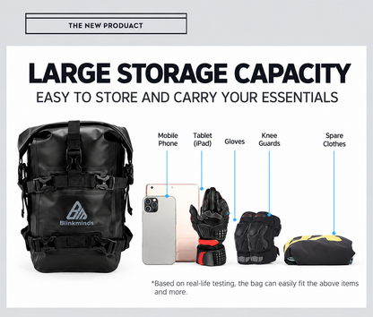Motorcycle Waterproof PVC Crash Bar Bag – 5–8L Roll-Top Adventure Storage Pouch BQF1125