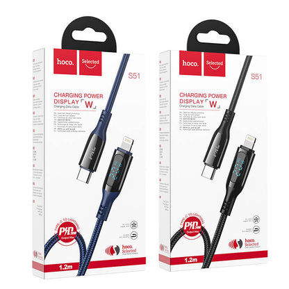 Hoco Type-C to Lightning Led PD 20W Extreme Charging Data Cable S51